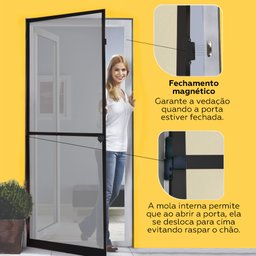 Mosquiteira para Porta Preta 1,00x2,10m com Tela Resistente À Pet - 4