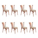Ver imagem 1 de Kit 8 Cadeiras de Jantar Paris Luxo Estrutura Aço Cobre Conforto para Sala e Cozinha - Cobre/Bege