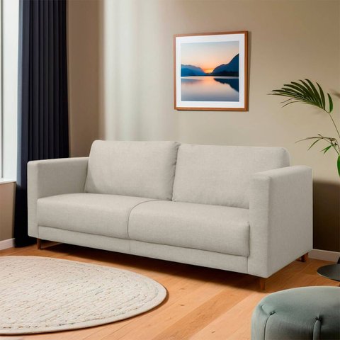Sofá Fixo Living Lisboa 2 Lugares 140cm D28 Linho - Sofa Store:linho Bege Claro