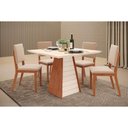 Ver imagem 1 de Conjunto: Mesa de Cozinha Fler C/ Tampo Madeirado C/ Vidro 90x90cm e 4 Cadeiras Talia Freijo/off