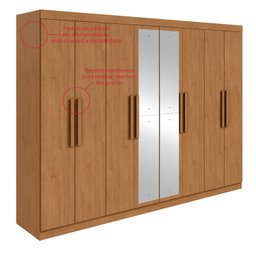 Guarda-roupa Casal Easy Slim 8 Portas com Espelho Amendoa Clean - 10