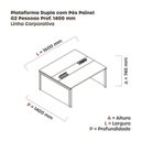 Ver imagem 3 de Estação de Trabalho Mesa Plataforma Escritório Dupla para 2 Pessoas com Caixa de Tomada Pé Painel Branco/Preto
