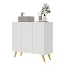Ver imagem 2 de Gabinete Banheiro 3 Portas Retrô 90cm Multimóveis MP5030 Branco/Natural