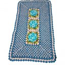 Ver imagem 1 de Tapete de Crochê Artesanal Azul com Flor