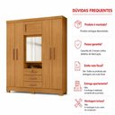 Ver imagem 4 de Guarda-Roupa Casal 6 Portas 3 Gavetas com Espelho 100% MDP Grande Organizador Carvalho Americano