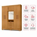 Ver imagem 5 de Guarda-Roupa Casal 6 Portas 3 Gavetas com Espelho 100% MDP Grande Organizador Carvalho Americano