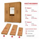 Ver imagem 3 de Guarda-Roupa Casal 6 Portas 3 Gavetas com Espelho 100% MDP Grande Organizador Carvalho Americano