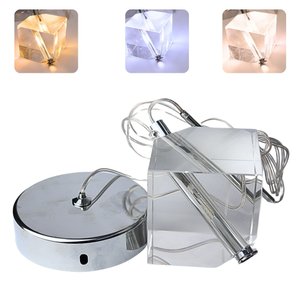 Pendente Cubo de Cristal Pd1114 Prata Bivolt Ip20 3k/4k/6k