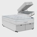 Ver imagem 1 de Cama Bau Queen revestido corino Branco + Colchão Queen Freedom (158x198x69) - Molas Ensacadas - Orto