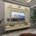 Ver imagem 1 de Rack com Painel para Tv até 85 Polegadas Royal Requinte 100% Mdf com Led Off White/cinza - Gelius