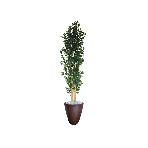 Planta Árvore Artificial Bambu 2,18m Com Vaso Marrom 44