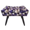Puff Retangular Viena Suede Estampado Pés Tabaco Para Sala Quarto:Triangulo Roxo - 4