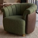 Ver imagem 2 de Poltrona Decorativa Alce Pes Madeira Linho Color Trend e Courino Tca 307 Tcs 721 Moll