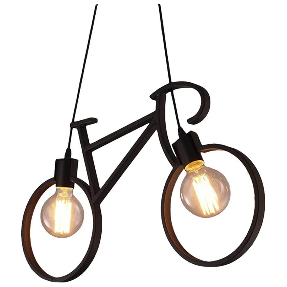 Luminária Pendente Bicicleta 62cm E27 40w com Lampada Filamneto 4w 2200k Preto - 8