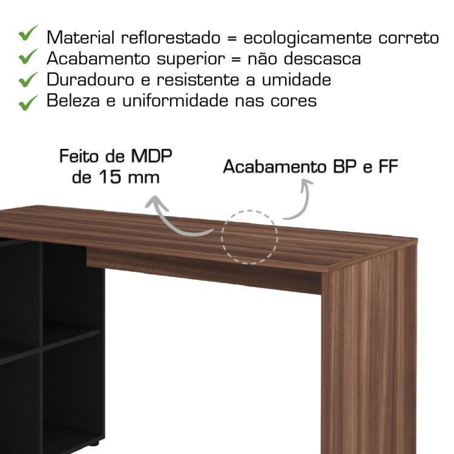 Kit 2 Peças com Escrivaninha em L cubos e Estante Escada - 10