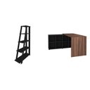 Ver imagem 2 de Conjunto 2 Peças com Escrivaninha em L Cubos e Estante Escada Preto com Ipê Artany