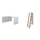 Ver imagem 2 de Conjunto Home Office com Escrivaninha em L com 8 Nichos e Estante Escada Organizadora Branco com Freijó Artany