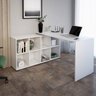 Conjunto Home Office com Escrivaninha em L com 8 Nichos e Estante Escada Organizadora - 3