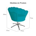 Ver imagem 4 de Poltrona Estofada Decorativa 1 Lugar Base Giratória de Metal Pétala Suede Azul Turquesa - LM DECOR
