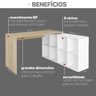 Kit 2 Peças com Escrivaninha em L cubos e Estante Escada - 8