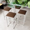 Ver imagem 1 de Conjunto Mesa Alta Bar Bistrô Redonda Vidro 4 Bancos Estofado Don Castro Decor