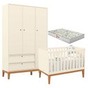 Ver imagem 1 de Berço Americano e Guarda Roupa Unique 3 Portas Off White Eco Wood com Colchão Gazin - Matic