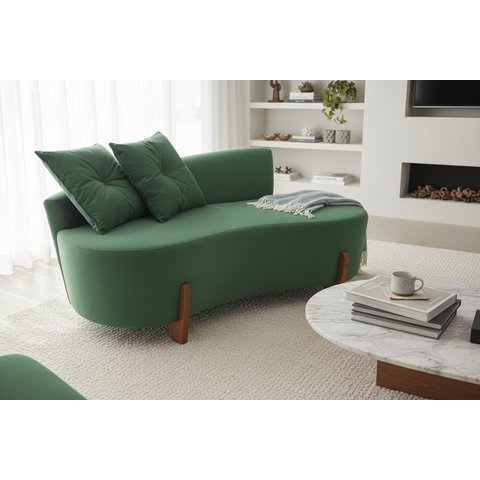 Namoradeira Sofá Feijão Luna 130cm Orgânica Veludo Verde