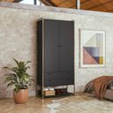 Ver imagem 1 de Guarda Roupa Modulado Closet Industrial 89cm 2 Portas 2 Gavetas Preto/Ac