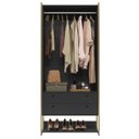 Ver imagem 4 de Guarda Roupa Modulado Closet Industrial 89cm 2 Portas 2 Gavetas Preto/Ac