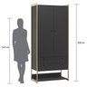 Modulo Closet Industrial 89cm com Cabideiro 2 Portas 2 Gavetas - Estrutura Metálica - 6