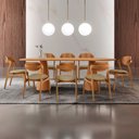 Ver imagem 1 de Sala de Jantar Mesa Noronha 220cm Tampo Laminado Canto Barril e 8 Cad Solaris Gold