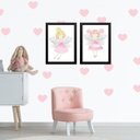 Ver imagem 2 de Kit 2 Quadros Quarto Infantil Menina - Fadinhas 45x34cm - com Vidro:madeira Branca