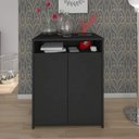 Ver imagem 5 de Conjunto Completo 4 Itens com Escrivaninha em L, Gaveteiro 4 Gavetas, Estante e Armário Multiuso Baixo Preto Artany