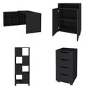 Ver imagem 2 de Kit Completo 4 Itens com Escrivaninha em L, Gaveteiro 4 Gavetas, Estante e Armário Multiuso Baixo