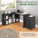 Ver mais imagens de Kit Completo 4 Itens com Escrivaninha em L, Gaveteiro 4 Gavetas, Estante e Armário Multiuso Baixo