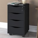 Ver imagem 6 de Conjunto Completo 4 Itens com Escrivaninha em L, Gaveteiro 4 Gavetas, Estante e Armário Multiuso Baixo Preto Artany
