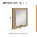 Ver imagem 4 de Espelheira para Banheiro Ripy 60cm Yescasa Bege/Wood