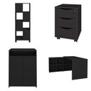 Ver imagem 2 de Kit 4 Peças com Escrivaninha em L Gaveteiro 3 Gavetas Armário e Balcão