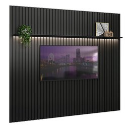 Painel Ripado C/ Led Absolut 2,31m para Tv até 89 Polegadas Preto - J&a Móveis - 4