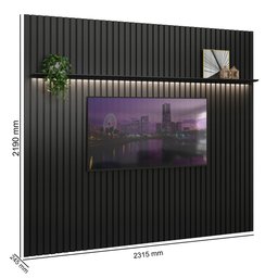 Painel Ripado C/ Led Absolut 2,31m para Tv até 89 Polegadas Preto - J&a Móveis - 2