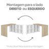 Conjunto Completo 4 Itens com Escrivaninha em L, Gaveteiro, Estante e Armário Multiuso Baixo Branco com Carvalho - 13