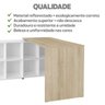 Conjunto Completo 4 Itens com Escrivaninha em L, Gaveteiro, Estante e Armário Multiuso Baixo Branco com Carvalho - 11