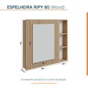 Ver imagem 4 de Espelheira para Banheiro Ripy 80cm Bege/Wood