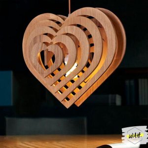 Luminária Teto tipo Pendente em MDF - Completa - Cor: Preta - Coração