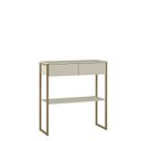 Ver imagem 2 de Aparador Industrial 2 Gavetas MDP Off White Ouro Velho 80cm Dijon Bege/Ac