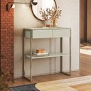 Ver imagem 1 de Aparador Industrial 2 Gavetas MDP Off White Ouro Velho 80cm Dijon Bege/Ac