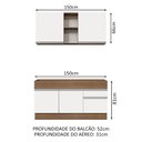 Ver imagem 3 de Cozinha Compacta Madesa Glamy 150002 com Armário e Balcão (Sem Tampo e Pia) Rustic/Branco Cor:Rustic