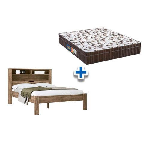 Colchão Casal Anatômico Orthoface Polar (1un) + Cama Invicta com Baú Jatoba/atacama