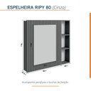 Ver imagem 4 de Espelheira para Banheiro Ripy 80cm Cinza