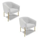 Ver imagem 1 de Cadeira Sala de Jantar Pé de Ferro Dourado Kit 2 Stella Linho D03 - D'Rossi